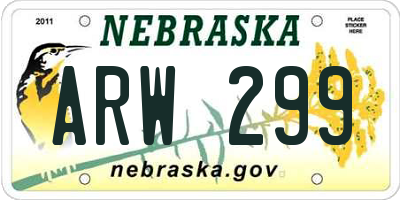NE license plate ARW299