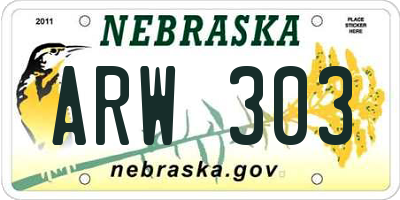 NE license plate ARW303