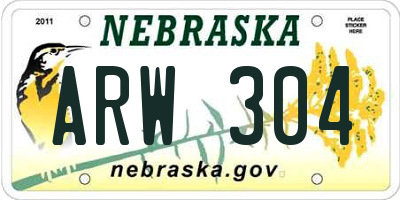 NE license plate ARW304