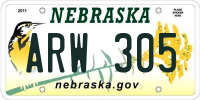 NE license plate ARW305