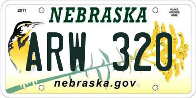 NE license plate ARW320