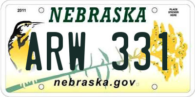 NE license plate ARW331