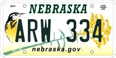 NE license plate ARW334
