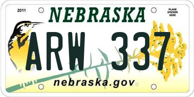 NE license plate ARW337