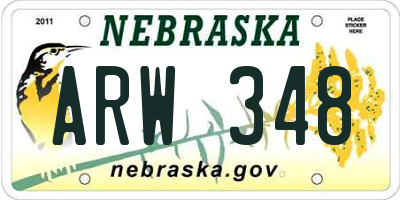 NE license plate ARW348