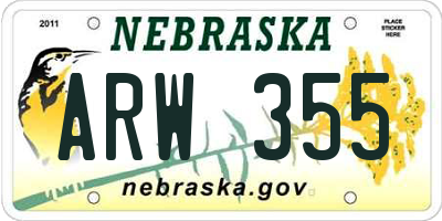 NE license plate ARW355