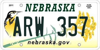 NE license plate ARW357
