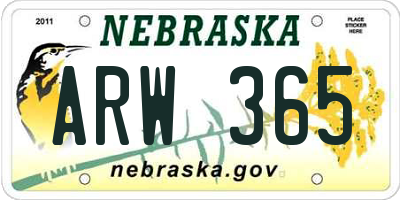 NE license plate ARW365