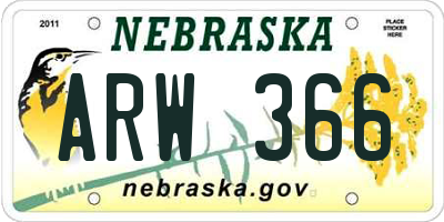 NE license plate ARW366