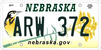 NE license plate ARW372