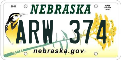 NE license plate ARW374