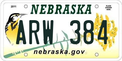 NE license plate ARW384