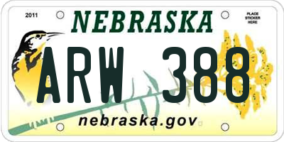NE license plate ARW388