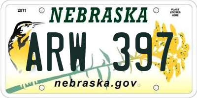 NE license plate ARW397