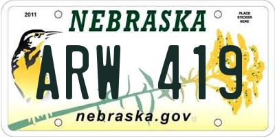 NE license plate ARW419