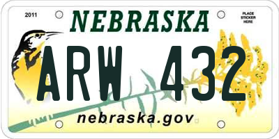NE license plate ARW432