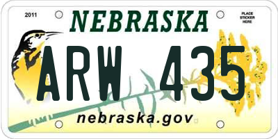NE license plate ARW435