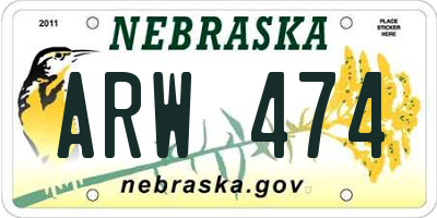 NE license plate ARW474
