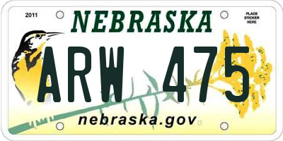 NE license plate ARW475
