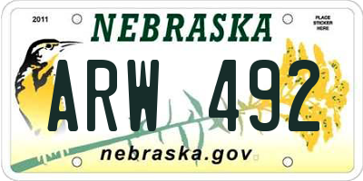NE license plate ARW492
