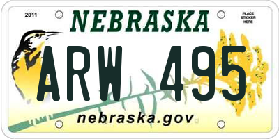 NE license plate ARW495