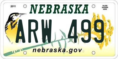 NE license plate ARW499