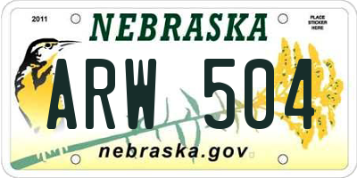 NE license plate ARW504