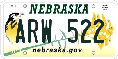 NE license plate ARW522
