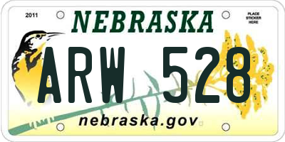 NE license plate ARW528