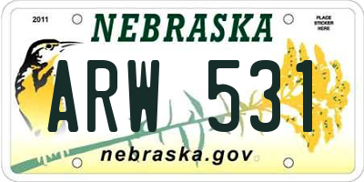 NE license plate ARW531