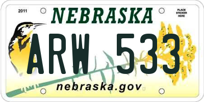 NE license plate ARW533