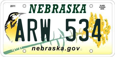 NE license plate ARW534