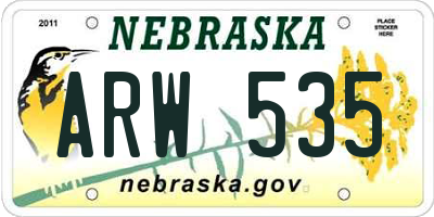 NE license plate ARW535