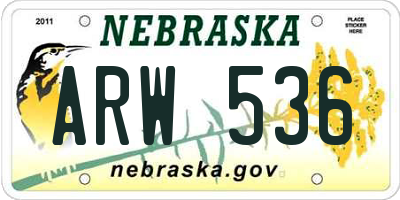NE license plate ARW536