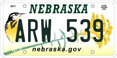 NE license plate ARW539