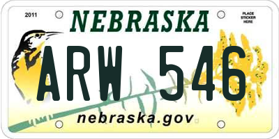 NE license plate ARW546