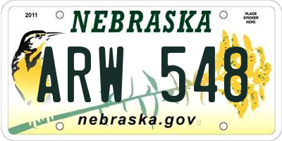 NE license plate ARW548