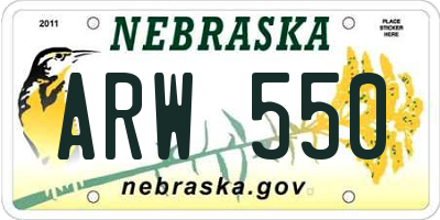 NE license plate ARW550