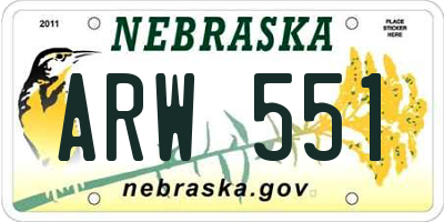 NE license plate ARW551