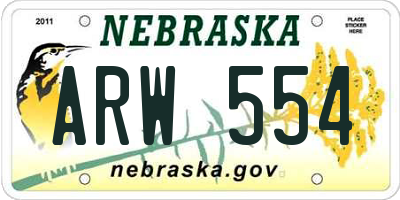 NE license plate ARW554