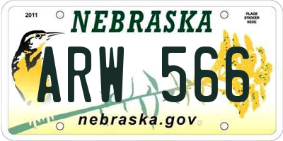 NE license plate ARW566