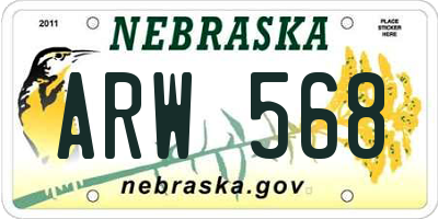 NE license plate ARW568
