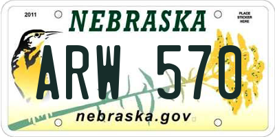 NE license plate ARW570