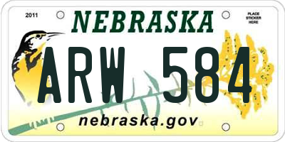 NE license plate ARW584