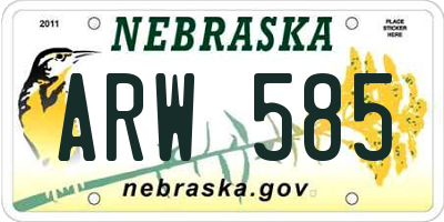 NE license plate ARW585