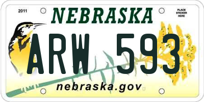 NE license plate ARW593