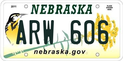 NE license plate ARW606