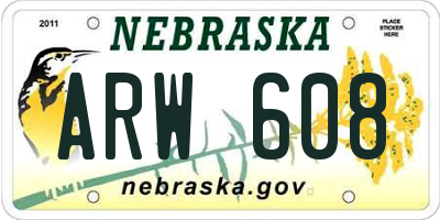 NE license plate ARW608