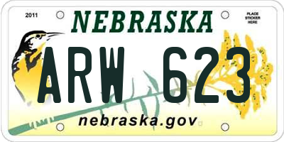 NE license plate ARW623