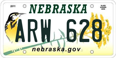NE license plate ARW628